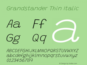 Grandstander Thin Italic Version 1.200图片样张