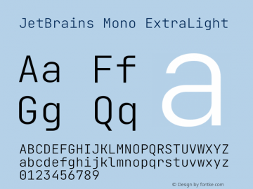 JetBrains Mono ExtraLight Version 2.211图片样张