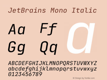 JetBrains Mono Italic Version 2.211图片样张