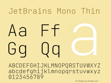 JetBrains Mono Thin Version 2.211图片样张