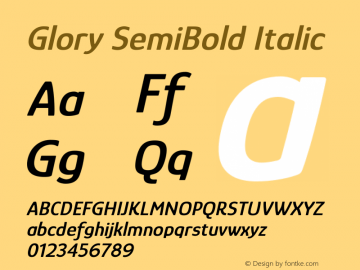 Glory SemiBold Italic Version 1.011图片样张