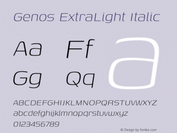 Genos ExtraLight Italic Version 1.010图片样张