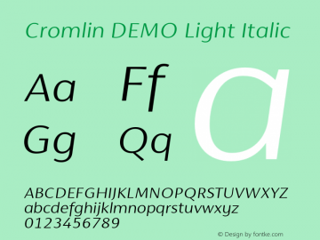 Cromlin DEMO Light Italic Version 1.00图片样张
