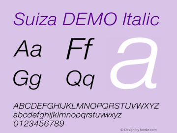 Suiza DEMO Italic Version 10.006图片样张