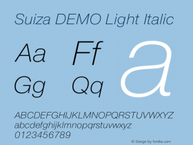 Suiza DEMO Light Italic Version 10.006图片样张