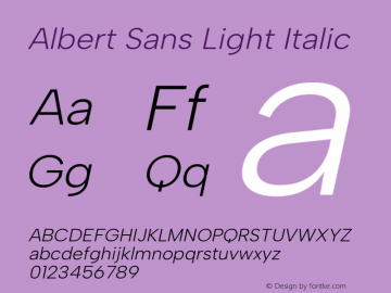 Albert Sans Light Italic Version 1.025图片样张