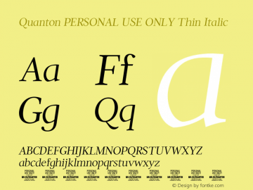 Quanton PERSONAL USE ONLY Thin Italic Version 1.000;FEAKit 1.0图片样张