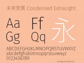 未来荧黑 Condensed  ExtraLig ExtraLight 图片样张