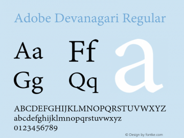 AdobeDevanagari-Regular Version 2.001;PS 2.000;hotconv 1.0.70;makeotf.lib2.5.5900图片样张