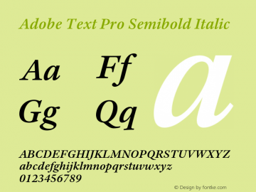 AdobeTextPro-SemiboldIt Version 1.015;PS 1.000;hotconv 1.0.57;makeotf.lib2.0.21895图片样张