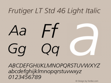 FrutigerLTStd-LightItalic Version 2.101;PS 005.000;hotconv 1.0.67;makeotf.lib2.5.33168图片样张