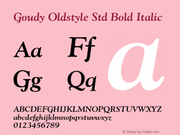 GoudyStd-BoldItalic Version 2.076;PS 005.000;hotconv 1.0.67;makeotf.lib2.5.33168图片样张
