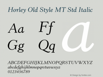HorleyOldStyleMTStd-Italic Version 2.106;PS 005.000;hotconv 1.0.68;makeotf.lib2.5.34792图片样张