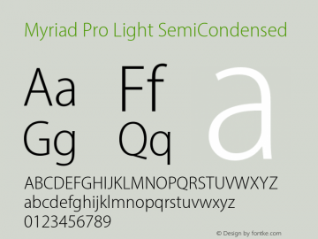 MyriadPro-LightSemiCn Version 2.115;PS 2.000;hotconv 1.0.81;makeotf.lib2.5.63406图片样张