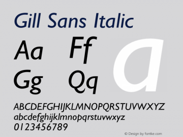 Gill Sans Italic 4 Font Sample