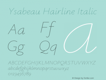 Ysabeau Hairline Italic Version 1.003图片样张