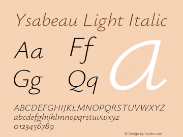 Ysabeau Light Italic Version 1.003图片样张
