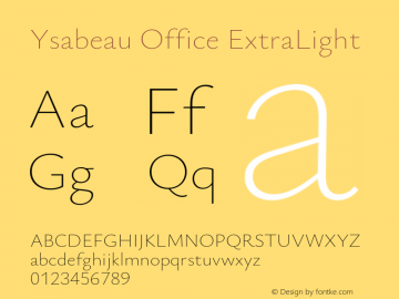 Ysabeau Office ExtraLight Version 1.003图片样张