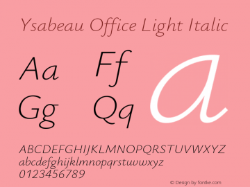 Ysabeau Office Light Italic Version 1.003图片样张