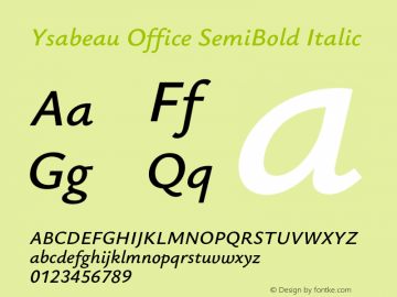 Ysabeau Office SemiBold Italic Version 1.003图片样张