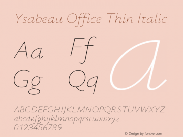 Ysabeau Office Thin Italic Version 1.003图片样张