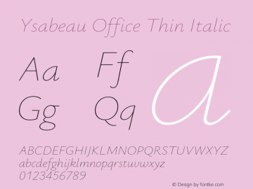 Ysabeau Office Thin Italic Version 1.003图片样张