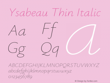 Ysabeau Thin Italic Version 1.003图片样张