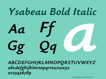 Ysabeau Bold Italic Version 1.003图片样张