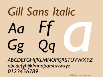 Gill Sans Italic 4 Font Sample