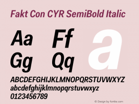 Fakt Con CYR SemiBold Italic Version 4.001; build 0001图片样张