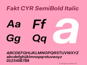 Fakt CYR SemiBold Italic Version 4.001; build 0001图片样张