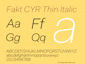 FaktCYR-ThinItalic Version 4.001; build 0001图片样张