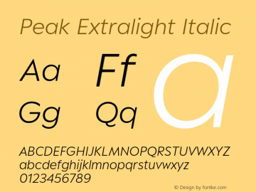 Peak-ExtralightItalic Version 1.009图片样张