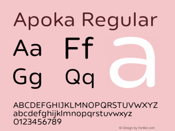 Apoka Regular Version 1.001;PS 001.001;hotconv 1.0.88;makeotf.lib2.5.64775图片样张