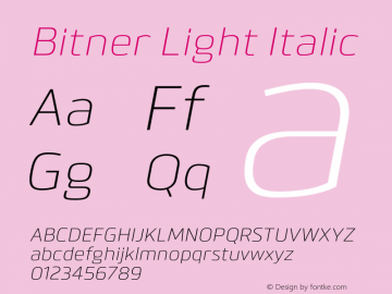 Bitner Light Italic Version 1.000;PS 001.000;hotconv 1.0.70;makeotf.lib2.5.58329图片样张