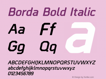 Borda Bold Italic Version 001.004 January 2020图片样张