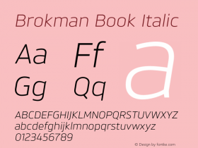 Brokman Book Italic Version 1.002;PS 001.002;hotconv 1.0.70;makeotf.lib2.5.58329图片样张