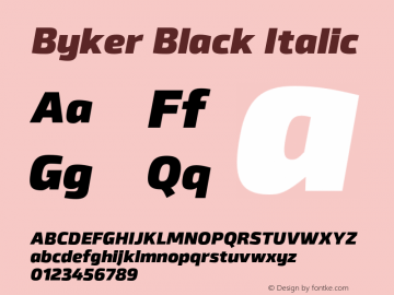 Byker Black Italic Version 1.000;PS 001.000;hotconv 1.0.70;makeotf.lib2.5.58329图片样张