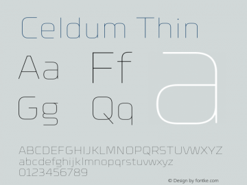 Celdum-Thin Version 1.000;PS 001.000;hotconv 1.0.88;makeotf.lib2.5.64775图片样张