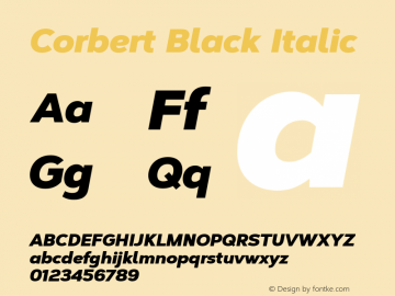 Corbert Black Italic Version 002.001 March 2020图片样张