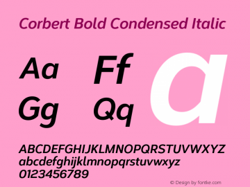 Corbert Bold Condensed Italic Version 002.001 March 2020图片样张