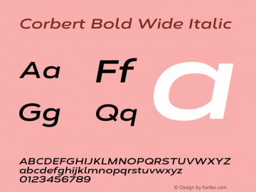 Corbert Bold Wide Italic Version 002.001 March 2020图片样张