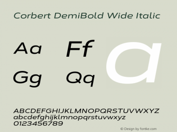 Corbert DemiBold Wide Italic Version 002.001 March 2020图片样张