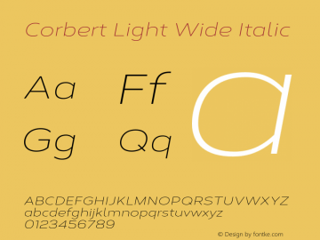 Corbert Light Wide Italic Version 002.001 March 2020图片样张