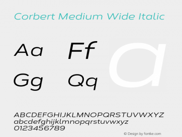 Corbert Medium Wide Italic Version 002.001 March 2020图片样张