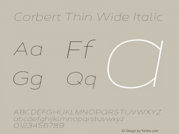 Corbert Thin Wide Italic Version 002.001 March 2020图片样张