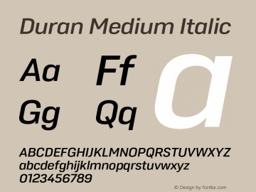 Duran Medium Italic Version 001.000 October 2019图片样张