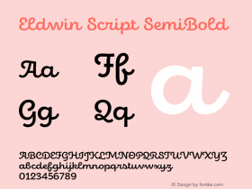 Eldwin Script SemiBold Version 1.001;PS 001.001;hotconv 1.0.88;makeotf.lib2.5.64775图片样张