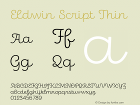 Eldwin Script Thin Version 1.001;PS 001.001;hotconv 1.0.88;makeotf.lib2.5.64775图片样张
