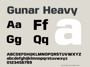 Gunar Heavy Version 1.000;PS 001.000;hotconv 1.0.70;makeotf.lib2.5.58329图片样张